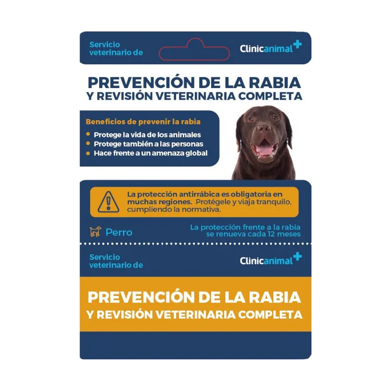 Clinicanimal prevención de la rabia + revisión veterinaria completa para perro