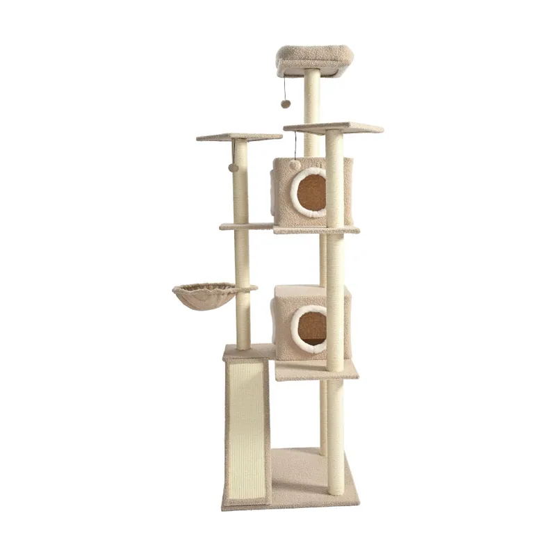 Leeby Boucle Collection Árbol rascador con camas y juguetes para gatos