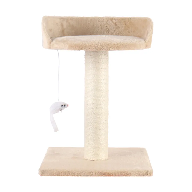 Leeby Tigrou rascador con cama y juguete beige para gatos