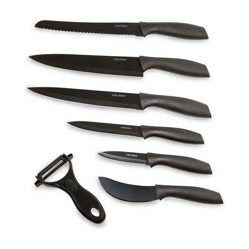 Set de Cuchillos Titanium Negro 7 Unidades