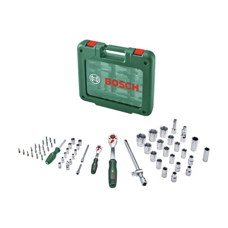 Bosch Juego de carraca de 1/4" + 1/2" con llaves de vaso