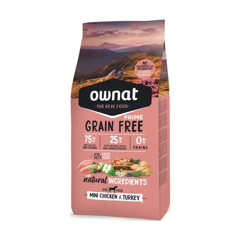 Ownat 3 kg Mini Prime Grain Free Pollo y Pavo pienso