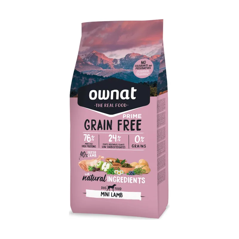 Ownat 3 kg Mini Prime Grain Free Cordero pienso
