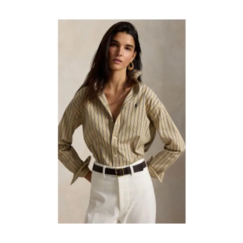 Camisa de algodón con rayas Relaxed Fit 211910743511