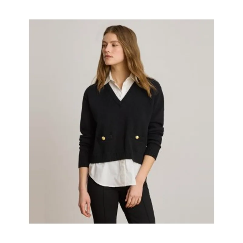 Jersey de algodón con ribete de botones 200B24254001