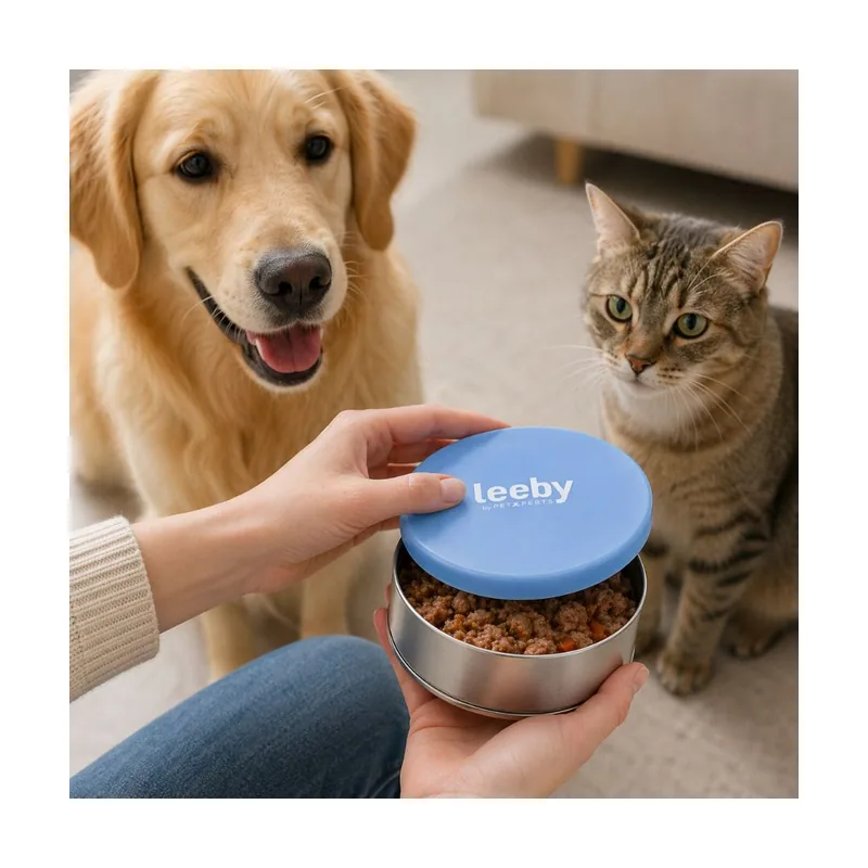 Leeby Tapa Comedero Azul para perros y gatos