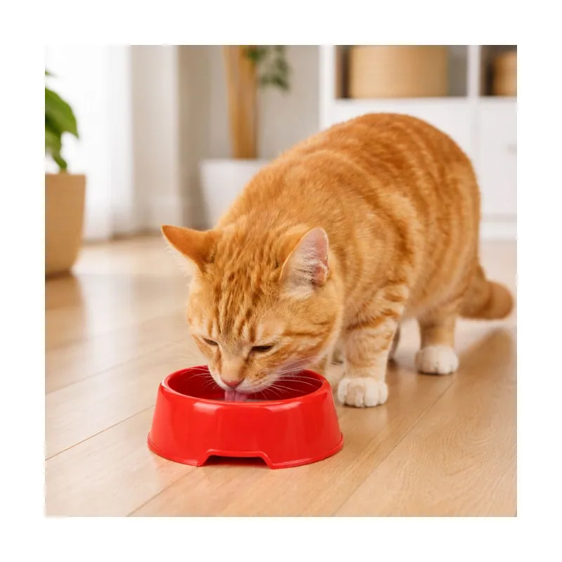 Leeby Comedero de Plástico Rojo para perros y gatos