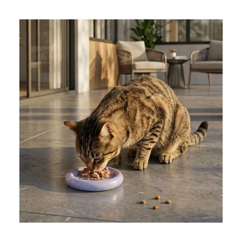Leeby Plato de Cerámica Morado para gatos