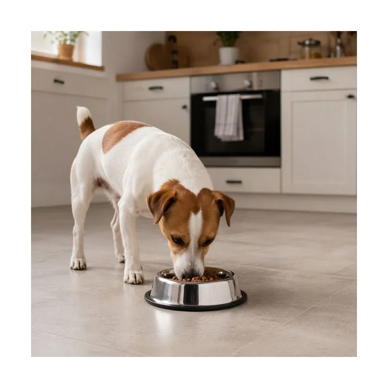 Leeby Comedero de Metal con Aro de Silicona para perros