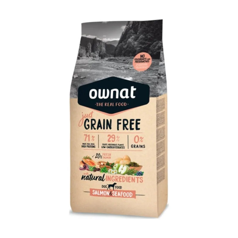 Ownat 14 kg Just Grain Free Salmón y Mariscos pienso