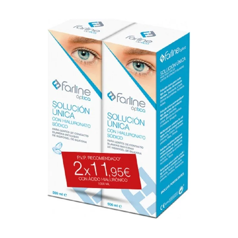 Farline Óptica Solución Única con Hialuronato Sódico DUPLO 2x500ml
