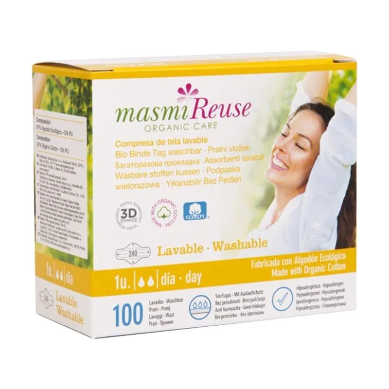 Masmi Compresa de Tela Lavable de Día con Alas 1