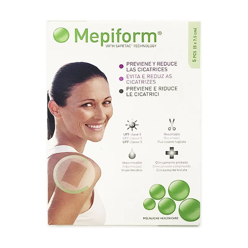 MEPIFORM Parche Silicona Reductor de Cicatrices 5x7,5cm 5 apósitos
