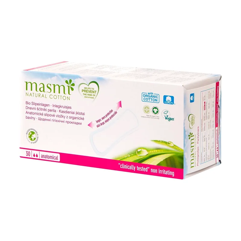 Protegeslips Anatómicos Masmi Natural Cotton 30 unidades