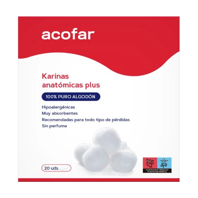 Acofar Compresas Karinas Anatómicas Plus de Algodón 20