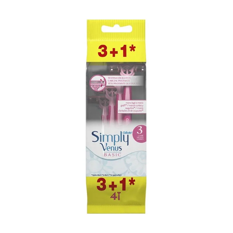 VENUS Simply 3 Maquinilla de Depilación Desechable 3 Unidades + 1