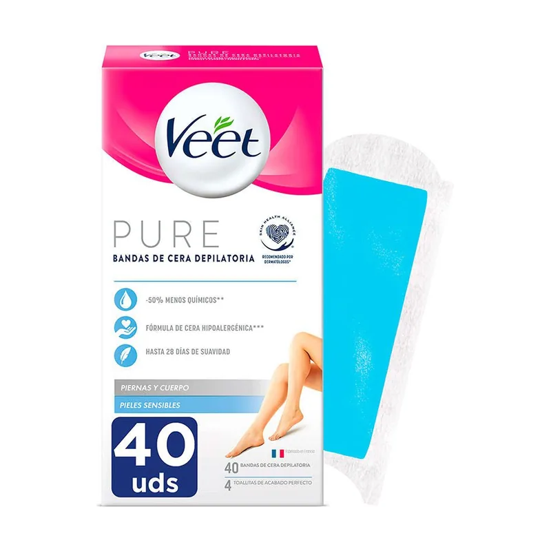 Pure Bandas Cera Corporal Piel Sensible 40