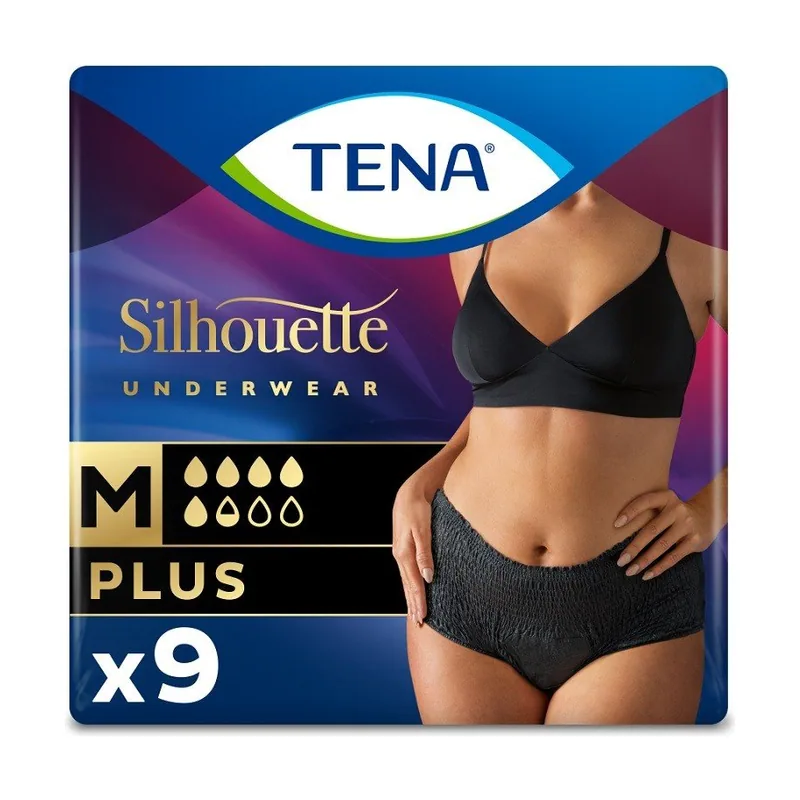 Tena Silhouette Negro Cintura Alta Mediano 9uds