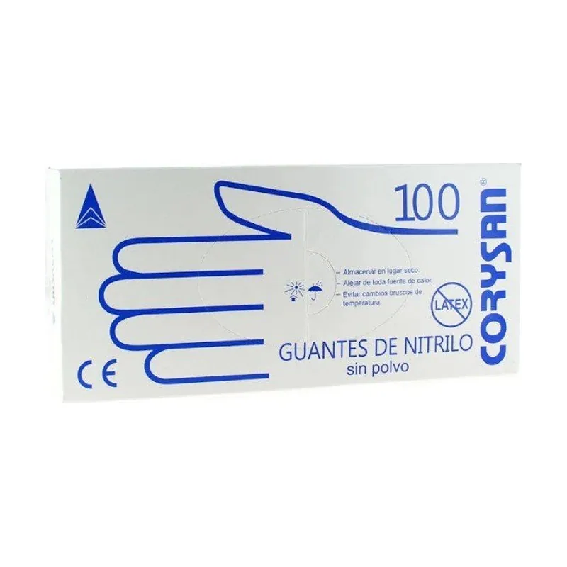 Guantes de Nitrilo Sin Polvo Sin Látex Talla M 100 unidades