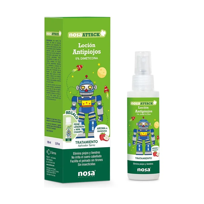 Attack Loción Antipiojos 5% Dimeticona aroma Manzana 100ml