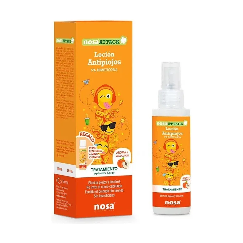 Attack Loción Antipiojos 5% Dimeticona aroma Melocotón 100ml