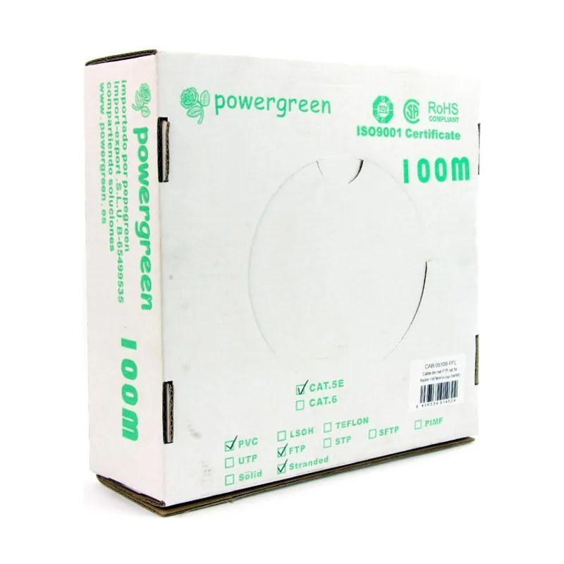 Powergreen CAB-05100-FFL Bobina de Cable Cat 5E Ftp 100 metros Flexible Caja 24 Awg