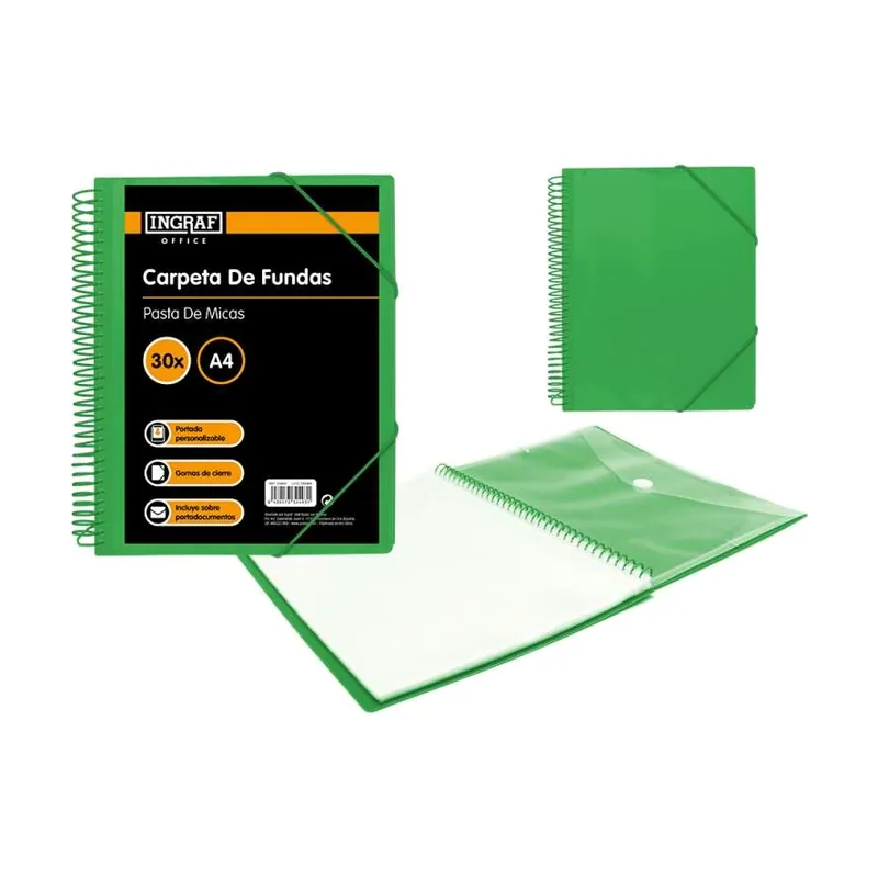 Carpeta 30 fundas a4 + sobre con broche