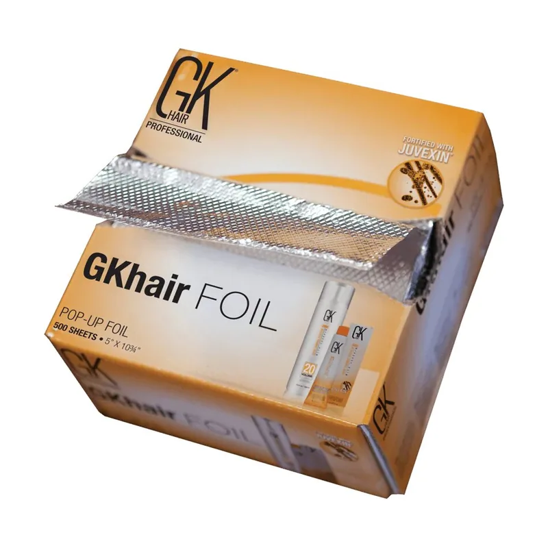 GK Hair Lámina desplegable con caja de 500 hojas para teñir el cabello