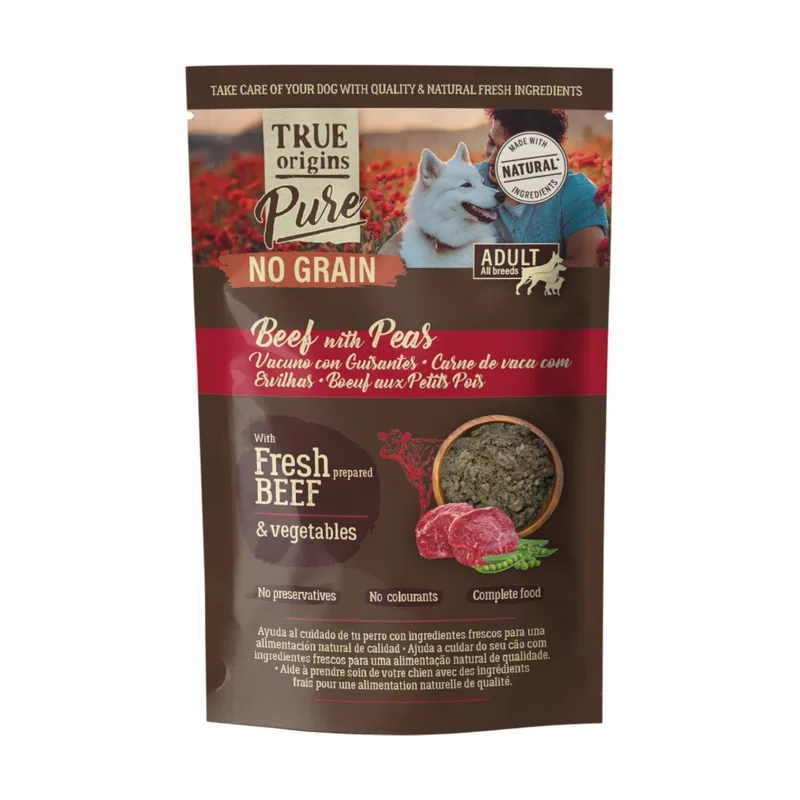 True Origins 150 g Pure Vacuno con Guisantes sobre