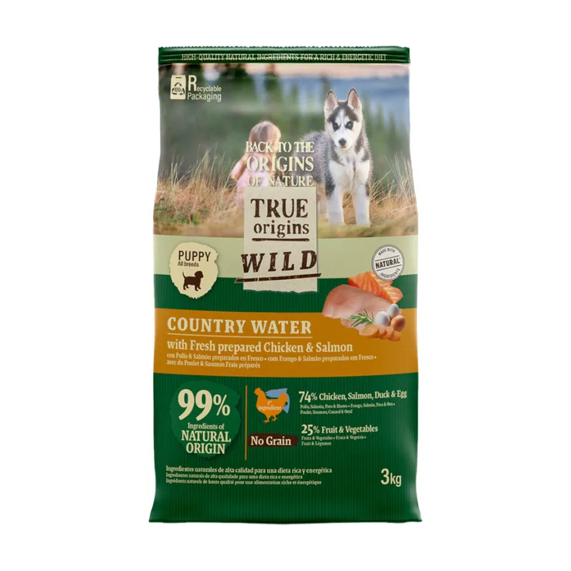 True Origins 3 kg Wild Puppy Country Water Pollo y Salmón pienso
