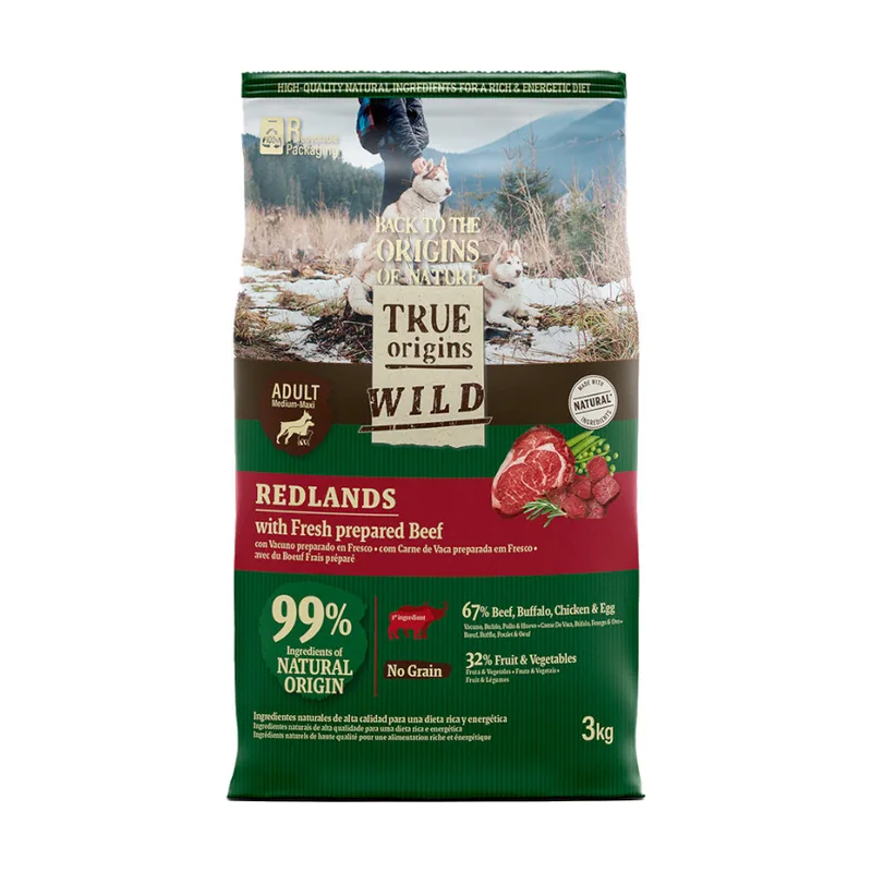 True Origins 3 kg Wild Adult Redlands Ternera pienso