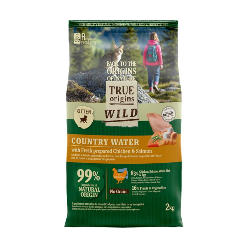 True Origins 2 kg Wild Kitten Country Water Pollo y Salmón pienso