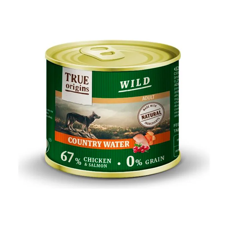 True Origins 200 g Wild Adult Country Water Pollo y Salmón en paté lata