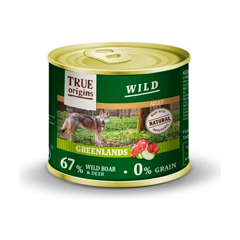 True Origins 200 g Wild Adult Greenlands Jabalí y Ciervo en Paté lata