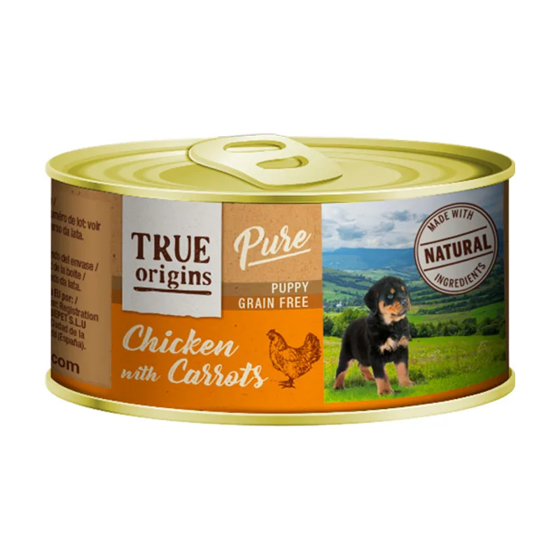 True Origins 185 g Pure Puppy Pollo con Zanahoria lata