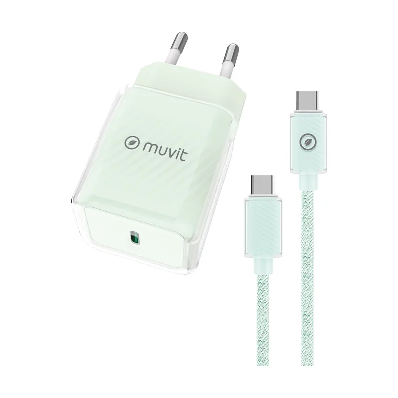 For change pack cargador de pared glass tipo c pd 30w + cable tipo c a tipo c 3a
