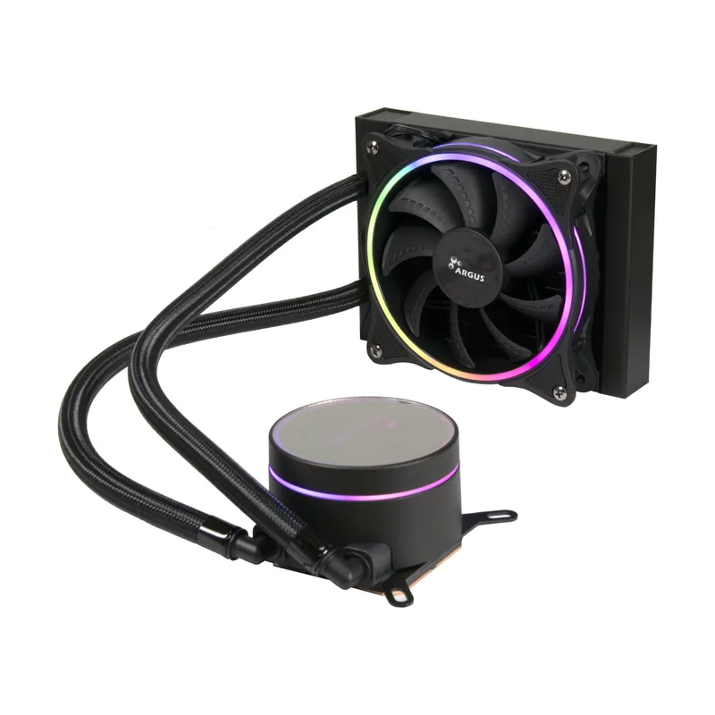 Refrigeración por agua AIO de 120 mm con iluminación ARGB del ventilador y la bomba.