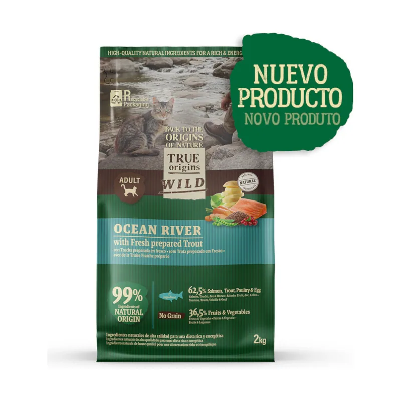 True Origins 6 kg Wild Ocean River Salmón y Trucha pienso para gatos