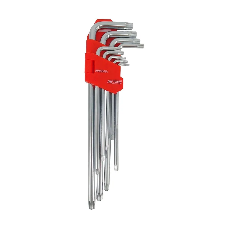 Awtools Juego de Llaves Torx Muy Largo Black Line 9 piezas