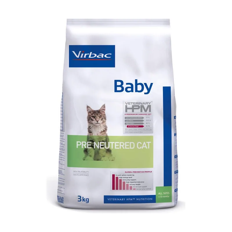 Virbac 3 kg Baby Pre Neutered HPM Pienso para gatos