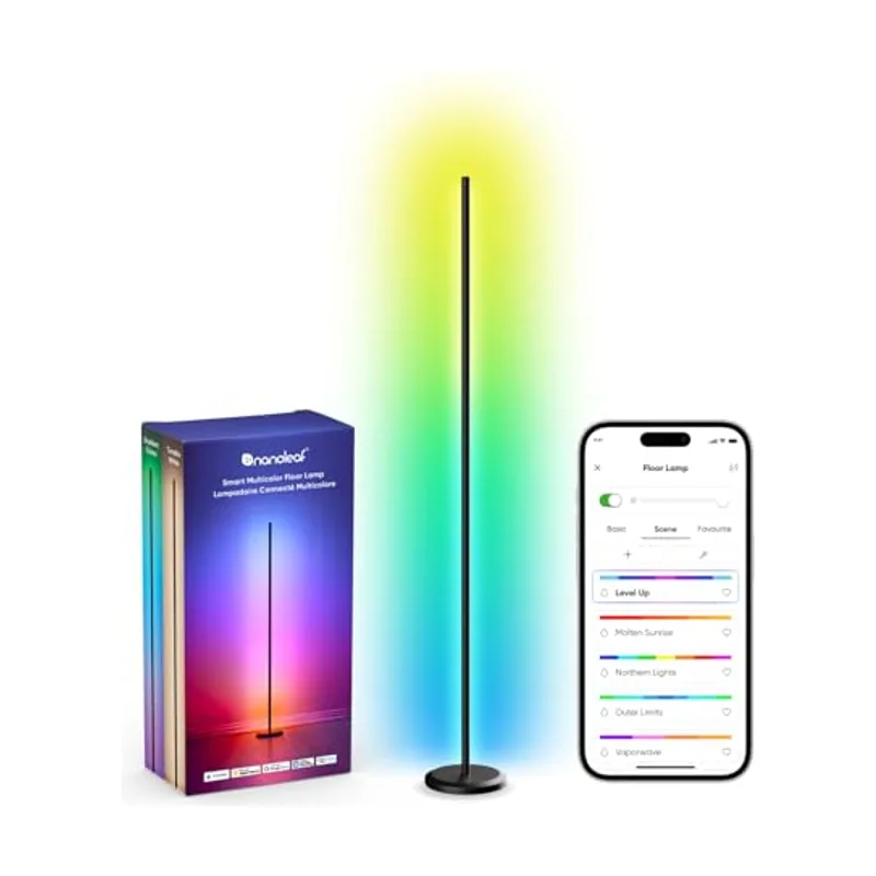 Lámpara de Pie LED,1700lm RGBIC Lámpara de Salón Compatible con Alexa y Matter