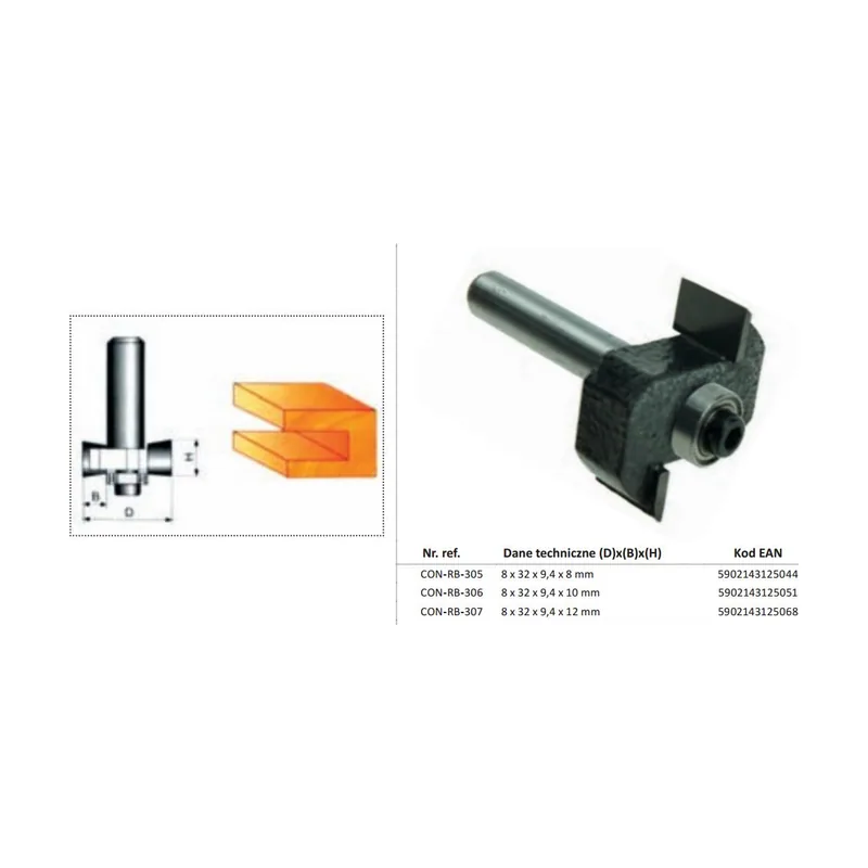 8 x 32 x 9,4 x 8 mm Condor fresadora de alta velocidad