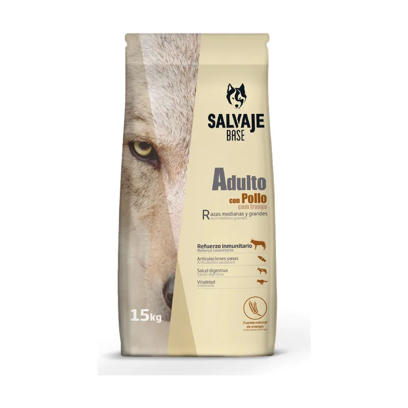 Salvaje 15 kg Base Adultos Pollo pienso
