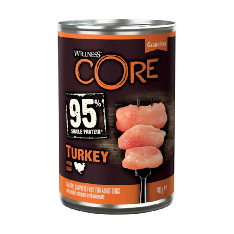 Wellness Core 400 g pavo con col rizada lata