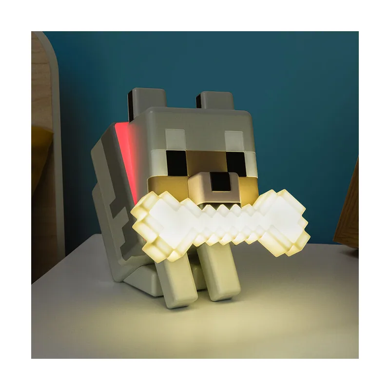 GloBuddies Lámpara LED de noche con luz que cambia de en 3D de Wolf con licencia de Minecraft
