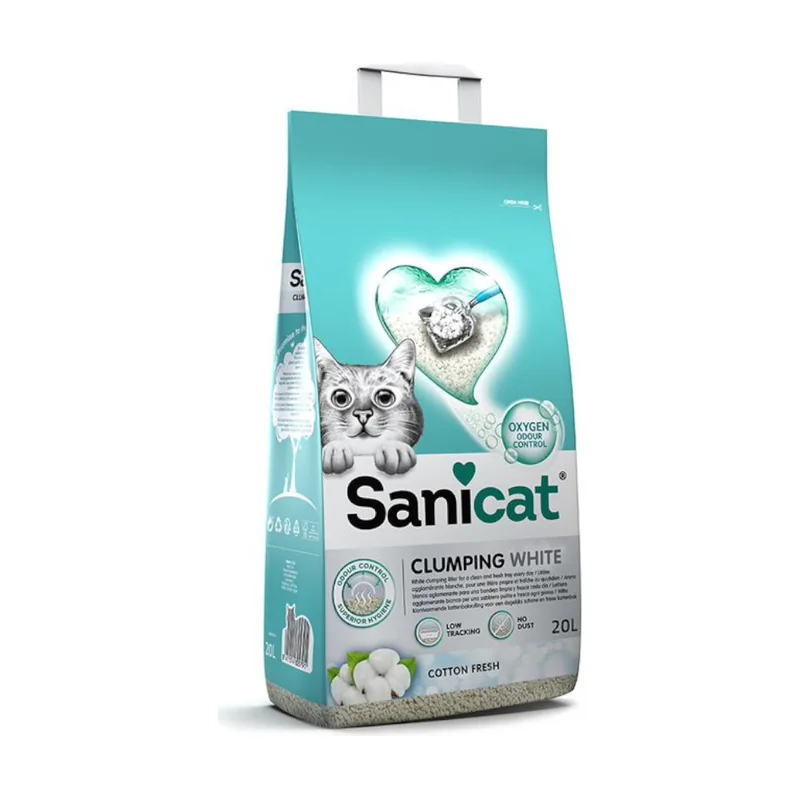 Sanicat 20 L Cotton Fresh Arena Blanca Aglomerante para gatos