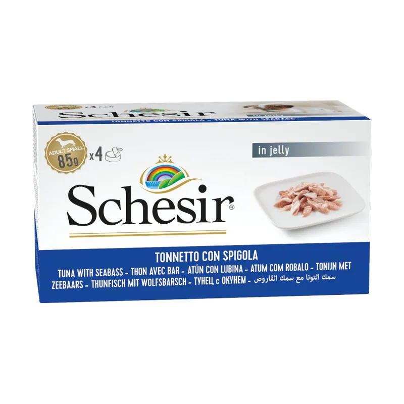Schesir 4 latas x 85 g Filetes de Atún con Lubina en Gelatina lata