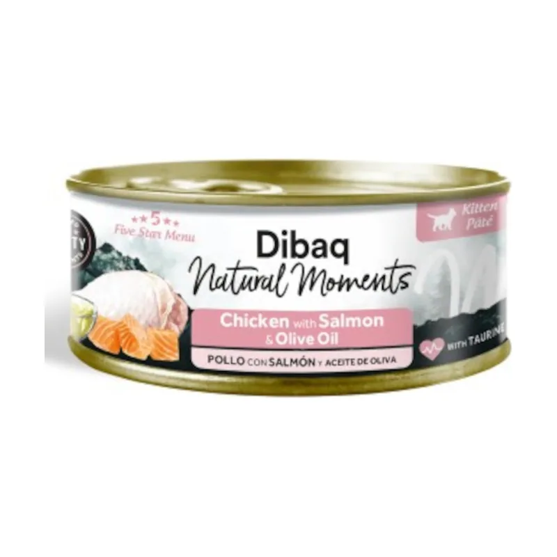 Dibaq 70 g Natural Moments Lata Pollo con Salmón para gatito