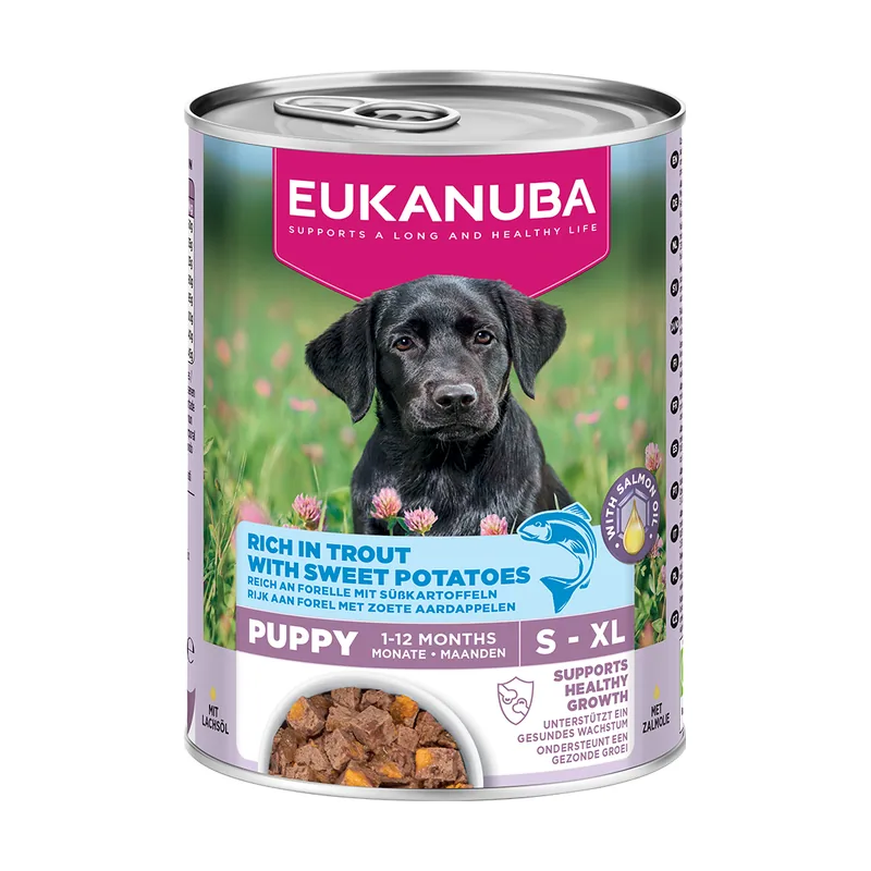 Puppy rico en trucha con batata