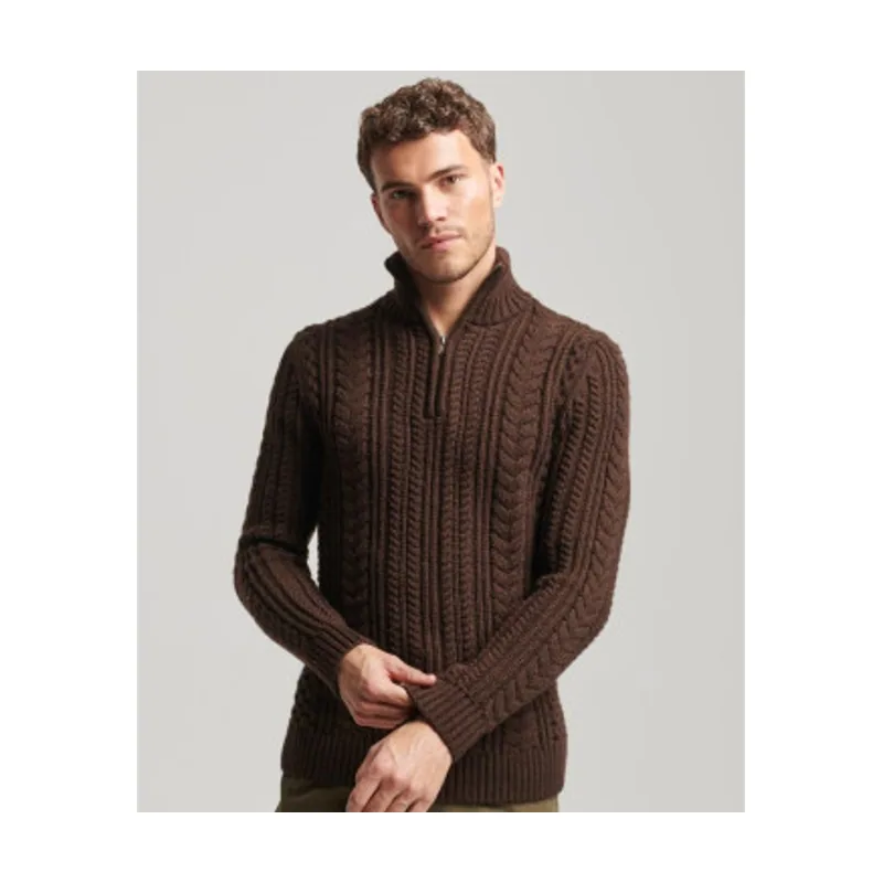 Jersey de punto trenzado con media cremallera Vintage Jacob M6110527A